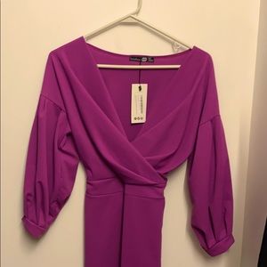 Off the shoulder wrap midi dress